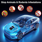 Qualirey 2 Pcs Ultrasonic Rodent Repellent for Car Engines Car Rodent Repeller Under Hood Battery Operated Rat Repellent with Strobe Light Keep Pest Squirrels Mice Out of Garage RV Outdoor