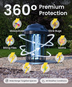 OWLTRA OMT-E80 In/Outdoor Electronic Insect Killer & Catcher Lamp for Mosquitoes, Gnats, Aedes Mosquitoes, Flies, Moths & More with 2*40W UV Light & 4200V High Voltage Grid, 1.5 Acre Coverage, Black