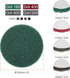 HARFINGTON 4pcs Scrubber Scouring Pads 180 400 800 1200 Grits 4 Inch Drill Power Brush Hoop and Loop Surface Conditioning Disc Drill Scuffing Disc Scrub Pads for Kitchen Cleaning, 4 Colors