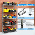 Heavy-Duty Chrome Steel Wire Shelving NSF Certified. Adjustable Storage Rack for Kitchen,Garage,and Laundry Utility Room (Chrome-5Tiers-36x14x72)