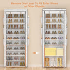 OYREL Shoes Rack 10 Tier Tall Shoe Rack with Storage Pockets, Fabric Covered Shoe Racks,Metal Shoes Rack Organizer for Closets,Bedroom, Garage