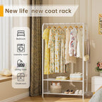 Golpart Clothes Garment Coat Rack Drying Clothing Racks Metal Freestanding for Hanging Clothes Portable Closet for Laundry Bedroom White