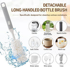 Bottle Brush Cleaning Set 4-Piece Set: 2X Straw Cleaning Brushes 1x 3-in-1 Portable Travel Brush 1x Detachable Handle Brush Ideal for Cleaning lids, Straws, Water Bottles, and More.
