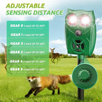 Solar-Powered Ultrasonic Animal Repellent with Motion Sensor, Waterproof Deer Repellent Device with Visual Indicator for Outdoor Yards, Garden, Effective to Repel Deer, Coyotes, Raccoons, and Cats