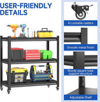 Standing Storage Racks,3 Tier Garage Shelving Heavy Duty Adjustable Garage Shelves,Large Modular Shelving Unit Storage Organizer for Kitchen/Bathroom/Pantry/Office-Assembly Required(Black)