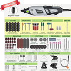 PHALANX 180W Rotary Tool Kit, 1.5-Amp 6 Variable Speed with Flex Shaft, 8000-35000RPM Rotary Multi-Tool& 213pcs Accessories Kit, Power Multiuse Set Prefect for Crafting Projects and DIY Creations