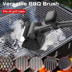 Grill Brush for Outdoor BBQ - Replaceable Bristle Free Heading + Reinforced Scraper - Safe BBQ Accessories for Porcelain/Gas/Charcoal/Smoker/Cast Iron Grill - Cleaning Brush(Black)