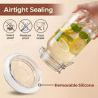 HomArtist Square Glass Jars with Airtight Lid Set of 3, 50 floz Wide Mouth Mason Jars with Clamp Lids,Glass Sealed Jars with Air Tight Lids, Best for Kitchen & Pantry Food Storage