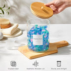 Glass Laundry Pods Container & Acrylic Dryer Sheet Holder with Bamboo Knobs Lids, Scoops & Labels | Premium Laundry Room Organization and Storage for Detergent Pods, Powder, Dryer Balls & Beads