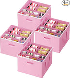 Lifewit 4 Pack Shoe Storage Organizer for Closet, Large Shoe Box Storage Containers with Clear Cover, Foldable Storage Bins Fit for Boots Fits 48-64 Pairs (Each 12-16 Pairs) Pink