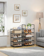 Kitsure Shoe Rack - 10-Tier Shoe Organizer with Detachable Fabric Shelves & Metal Frame, Tall Shoe Rack for Closet, Entryway, Living Room, 16.9" Wide - 10 Tier, Black