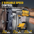 ALLOYPOWER Cordless Brushless Impact Wrench, 1475 ft-lbs (2000N.m), 1/2 High Torque power impact gun, 3-Mode Speed, 2*4000mAh Battery, 3 Sockets, Electric Impact Wrench Set for Car Tire Truck RV Mower