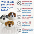 Wool Dryer Balls – 6 XL Organic Wool Balls, Reusable Natural Fabric Softener, Reduce Drying Time, Wrinkles, Static & Laundry Clumping, Eco-Friendly Laundry Balls
