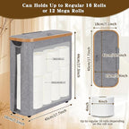 Toilet Paper Storage Basket with Lid - The Ultimate Bathroom Organizer, Free Standing Toilet Paper Holder for Up to 12 Mega Rolls, Toilet Tissue Storage Bin with Handle for RV Closet, Grey