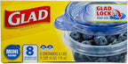 Glad GladWare Mini Round Food Storage Containers with Lids, Small BPA Free Reusable Plastic Snack Containers with Lock Tight Seal for Lunch, Portion Control, and On the Go, 4 Oz, 8 Count