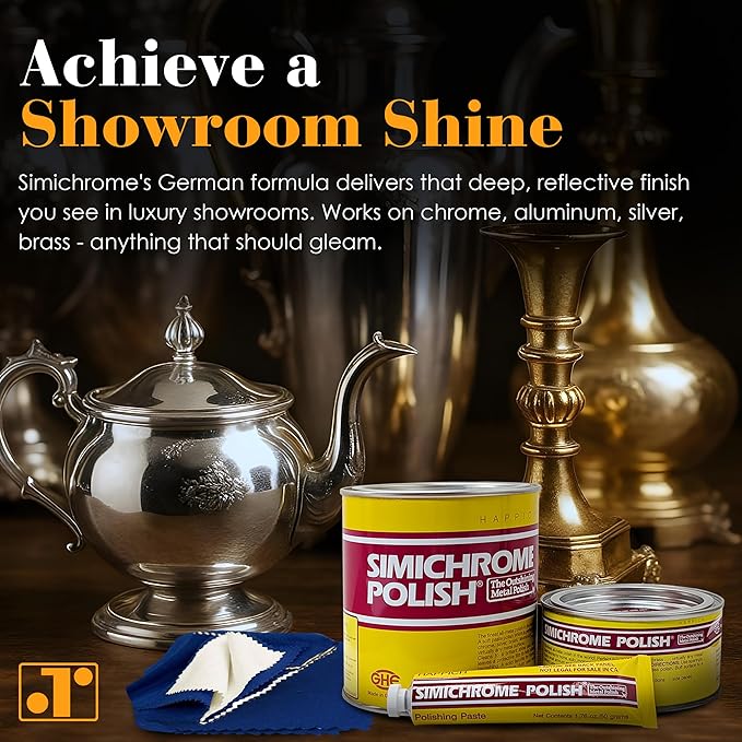 Rosenthal Collection – Simichrome Metal Polish Cream Compound - Chrome & Aluminum Polish for Jewelry & More – 3 Tubes + Polishing Cloth