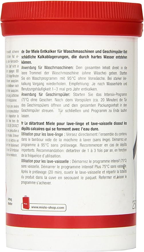 Miele Care Descaler Powder to clean and sanitize Washers, 09043380