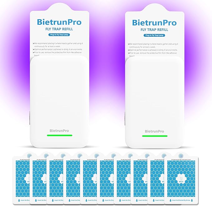 Fly Traps Indoors(2 Device+10 Refills), Gnat Traps for House Indoor, 3-in-1 UV/Blue/Yellow Light Plug-in Flying Insect Catcher Bug Zapper, Fruit Fly Killer, NAT Killer, Get Rid of Gnat Infestation