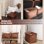 BROWNLILY Handwoven Clothes Basket Laundry Hampers Large Wicker Storage Baskets for Shelves Blankets Closet Storage Bins Car Bedroom Bathroom Organizers and Storage Bath (9, Brown)