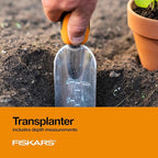 Fiskars 3-in-1 Garden Tool Set, Polished Cast-Aluminum Heads for Rust Resistance, Heavy-Duty Trowel, Transplanter & Cultivator for Digging and Planting, Non-Slip SoftGrip Handles Reduce Fatigue