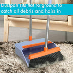 PHYEX 2-Pack Broom and Dustpan Set for Sweeping Indoor, Broom Dustpan with 48" Long Handle, Broom with Dustpan Combo Set(Purple)
