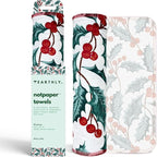 Reusable Paper Towels - 10 Pack - Roll of Washable Cotton Cloth Paper Towels - Paperless Reusable Napkins Cloth Washable - Absorbent + Long Lasting - Zero Waste Products - (Holly Jolly)