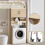 Spurgehom Over The Toilet Storage Cabinet, Bathroom Shelf Organizer Freestanding, Bathroom Arch Cabinet Over Toilet with Toilet Paper Holder and Anti-Tipping Device (Narrow Style-Wood)