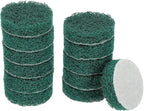HARFINGTON 12pcs Scrubber Scouring Pads 180 Grits 2 Inch Drill Power Brush Hoop and Loop Surface Conditioning Disc Drill Scuffing Disc Scrub Pads for Home Kitchen Cleaning, Green