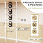 Bonpally Over The Toilet Storage Shelf, 4-Tier Adjustable Bathroom Organizer, No Drill Tension Mounted Shelves Metal, Space-Saving Bathroom Cabinet Rack Above Toilet for Small Bathroom Rooms, White