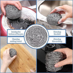 Stainless Steel Scrubber Scrubbing Scouring Pad Sponges Clean Pot Pan and Steel Wool for Kitchen Bathroom