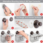 HASKO 2 Pack Shower Caddy Suction Cup with Hooks & Soap holder, Includes 2 Soap Savers, Shower Shelf, Bathroom Storage Organizer, Rustproof Shampoo Holder, Bronze