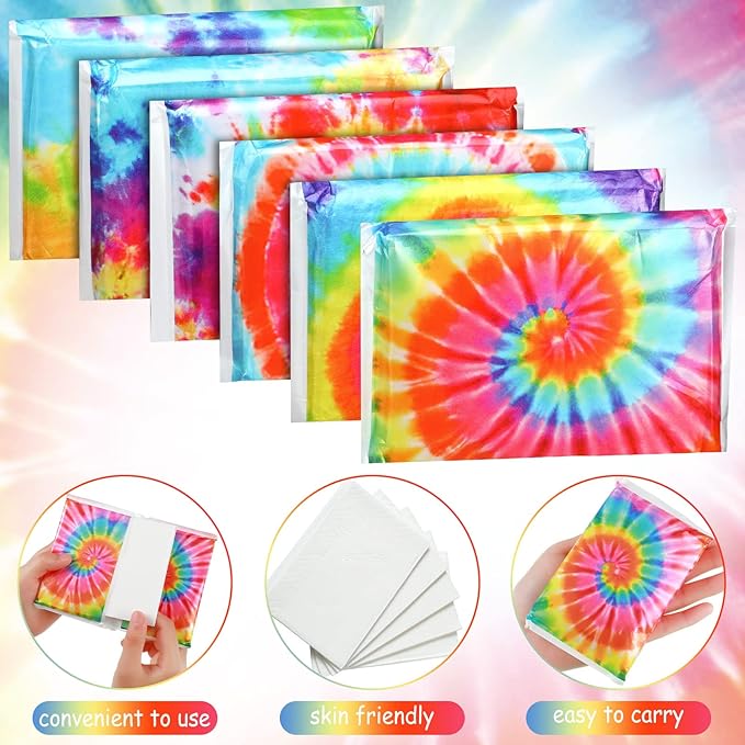 24 Packs Travel Size Tissue Pocket Slim Pack Facial 3 Ply Wallet Size Pocket Tissues for Travel Wedding Party Favors, 6 Styles(Vibrant)