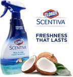 Clorox Scentiva Fabric Refresher Spray for Household Home Fabrics, Odor Refreshing Spray for Upholstery, Curtains, Bedding and Carpets, Pacific Breeze Coconut Scent, 16.9 Fl Oz