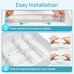 Vtopmart 2.36” Drawer Dividers with Expandable Inserts, 12.8"-22.3" Adjustable Kitchen Drawer Organizer, Clear Plastic Organizer Separator for Flatware, Utensil, Cutlery, 4 Dividers with 6 Inserts