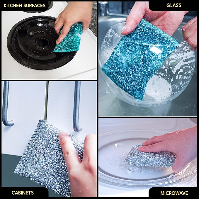 Sponges for Kitchen (30 Pcs Pack) - Non Scratch Scrubbers for Cleaning Dishes - Best Dish Sponge Scrub Pads for Dishwashing & Washing - Household Scrubber Supplies & Tool for Pots, Pans, Sink