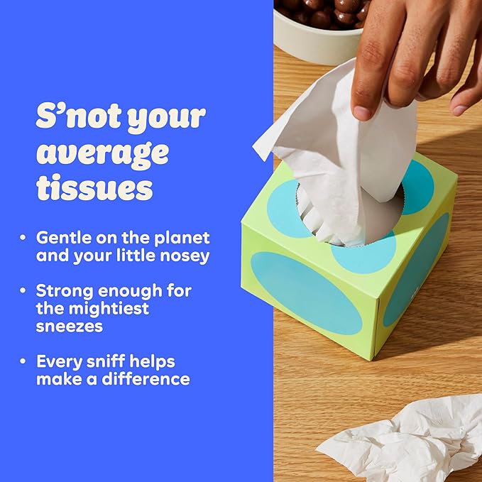 Who Gives a Crap Bamboo Tissues, Facial Tissue Cube Boxes, 100% Bamboo, 3 Ply, 12 Boxes, 65 Sheets per Box, Soft, Strong, and Sustainable, Eco Friendly With Plastic Free Packaging, 780 Total Tissues