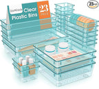 StorMiracle 23 PCS Drawer Organizer Set, 5 Varied Size Bathroom and kitchen Drawer cabinet organizer Trays, Clear Storage Bins for Makeup, Jewelry, Utensils and Gadgets