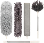 Microfiber Duster with Extension Pole(Stainless Steel) 30 to 100 Inches, Washable Dusters, Reusable Dusters, Bendable Duster for High Ceiling, Cleaning Ceiling Fan, Furniture, Blinds, Cars