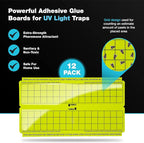Catchmaster Vector Trap Replacement, UV Light Fly Traps for Home, Unscented Sticky Gnat Glue Boards for House, UV Lamp Insect & Mosquito Killer Refill, Adhesive Bug Light Boards, 12-Pack Yellow