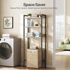 HOOBRO Over The Toilet Storage, 3-Tier Bathroom Organizer Shelf Over Toilet, Freestanding Bathroom Storage Shelves, Space Saver, Easy to Assemble for Room, Greige and Black BG41TS01