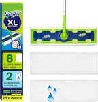Swiffer Sweep + Mop XL, Broom & Mop Alternative, Floor Cleaner for Dirt, Dust, Hair, All Purpose Cleaning Tool for Home, Bathroom, Kitchen, Set Includes 1 XL Sweeper 8 XL Dry Pads 2 XL Wet Pads Fresh