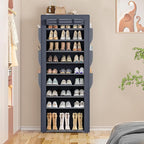 OYREL Shoes Rack 10 Tier Tall Shoe Rack with Storage Pockets, Fabric Covered Shoe Racks,Metal Shoes Rack Organizer for Closets,Bedroom, Garage