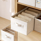 3 Pack Large Wardrobe Clothes Organizer and Storage, Fabric Sweater Organizer for Closet with Handles 5 Grids Foldable Drawer Dividers for Pants, Jeans, T-shirts, 20.8"×11.2"×7.5"