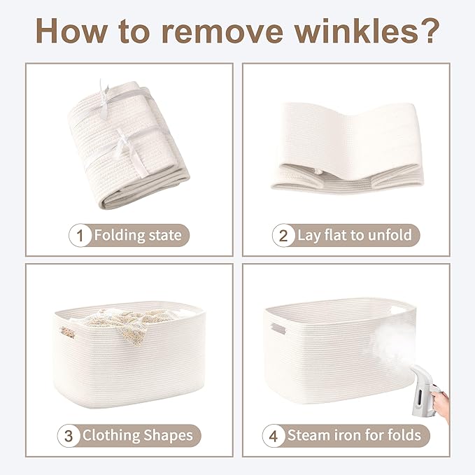 86L Large Baby Girls Laundry Basket for Nursery Storage,Cute Woven cotton Rope Baskets for Kids Toy，Gifts, Boho Square Wicker Blanket hamper for Living Room,Bedroom Dirty Clothes, White