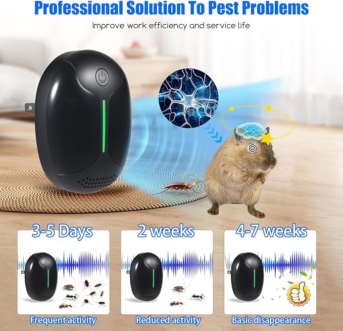 2025 Ultrasonic Pest Repeller Indoor Electronic Mouse Repellent Devices Rodent Repellent Ultrasonic Plug in Pest Control for Mice Roach Bug Mosquito Spider Ant Insect for Home Office,3 Mode Switching