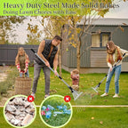68" Heavy Duty Rake, Metal Leaf Rake with Detachable Handle, Garden Rakes for Leaves with Expandable Tines,Leaf Collector, Rakes for Lawns Heavy Duty Leaves, Debris