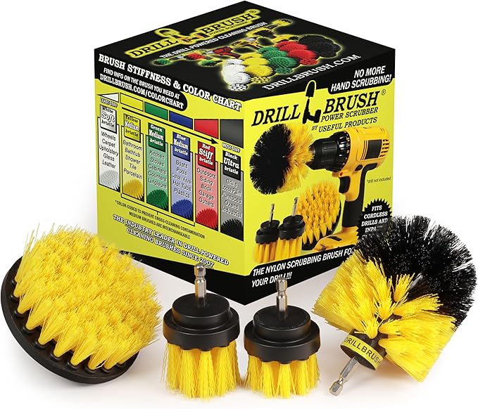 Bath Mat Scrubber - Shower Curtain - Cleaning Supplies - Grout Cleaner - Drill Brush Spin Scrubber Kit - Clean Sinks, Shower Stalls, Bathtub, Bidet, Toilet, Tile, Carpet, and Flooring - Bathroom Rugs