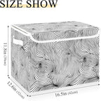 senya Large Storage Bins with Linen Collapsible Foldable Storage Cubes Fabric Closet Organizer Containers box with Flip-Top Lid for Home Bedroom Office 16.7 x 12.6 x 11.8in (Line)