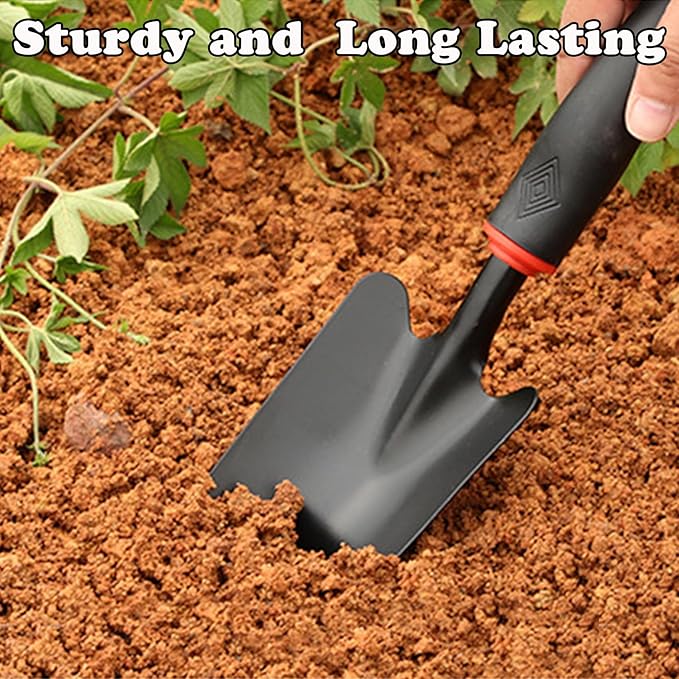 Garden Shovel Hand Trowel, Heavy Duty Gardening Tool with Ergonomic Handle, Non-Slip Soft Rubberized Handle Rust Resistant Garden Spade Garden Tools for Digging, Weeding, Planting, Transplanting