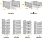 Proarea 5 Pack Stackable Plastic Storage Basket Closet Organizer Bin Foldable Clothes Organizer Storage Drawer Shelf Container for Living room Bathroom Kitchen Office (3L+2S), White, YG-3L2S